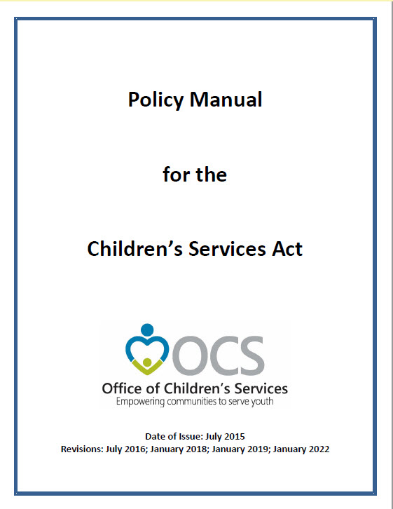 User's Guilde for Children's Service Act Manual