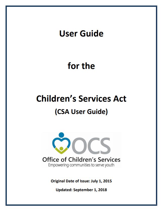 User's Guilde for Children's Service Act Manual